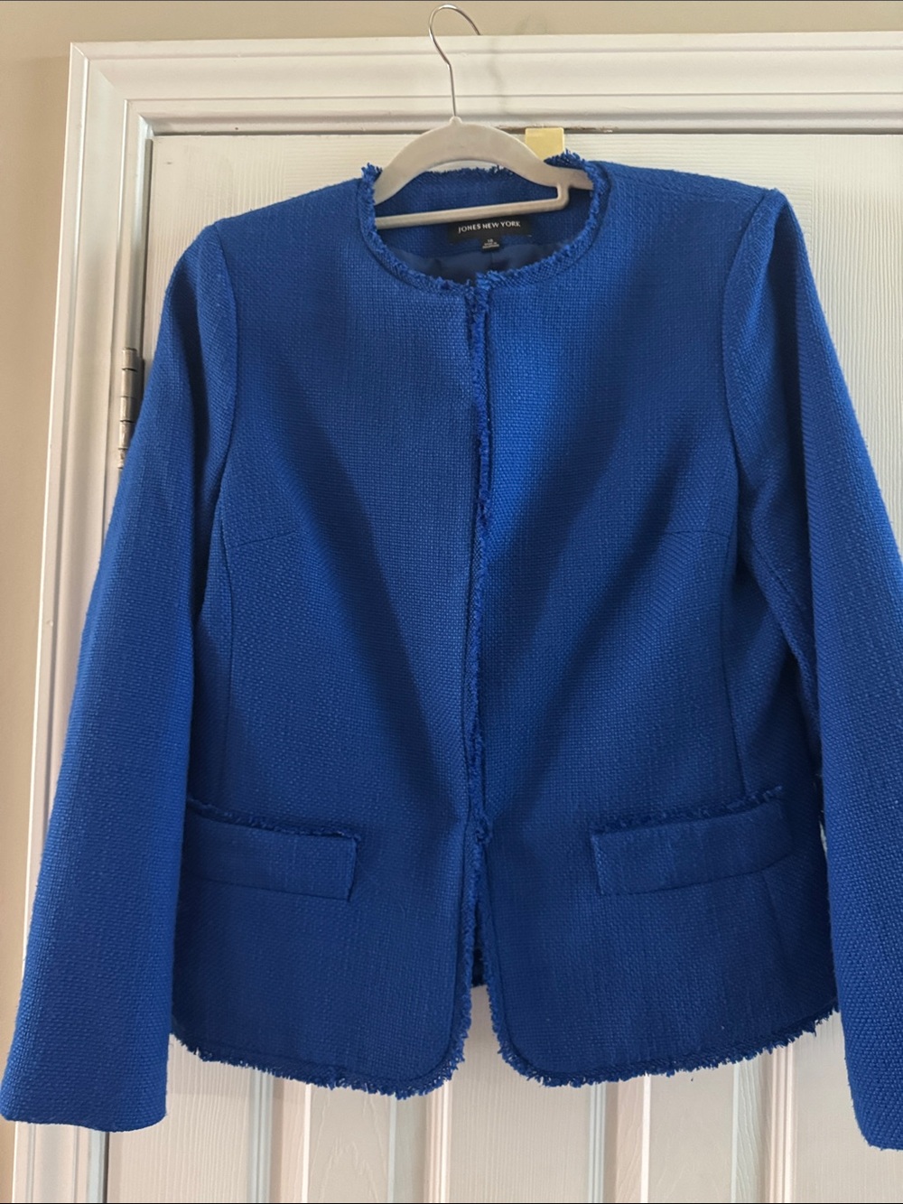 Jones New York Royal Blue Bouclé Collarless Jacket